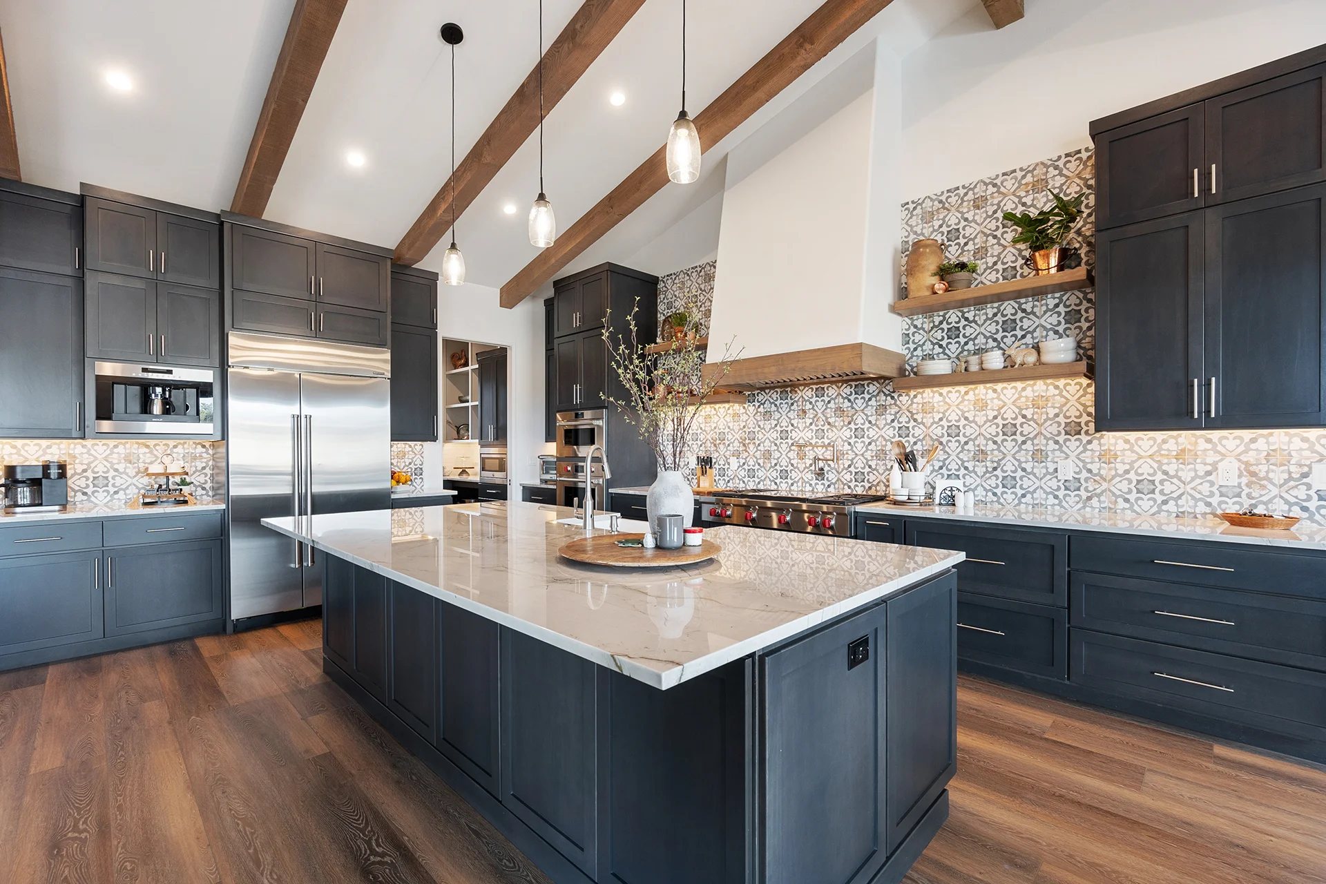 Modern kitchen renovation dark cabinets